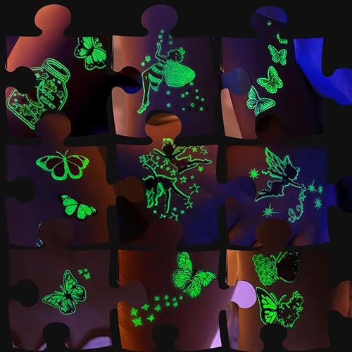 Miniatura 6 de Tatuajes de mariposa luminosos para niños, 14 hojas que brillan en la oscuridad, tatuajes temporales de hadas de mariposa para niñas, regalos de