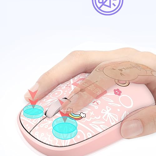 Miniatura 4 de Ratón inalámbrico silencioso 2.4G, ratón USB de dibujos animados delgados, ratones ópticos portátiles para laptop, laptop, PC, computadora, MacBook,