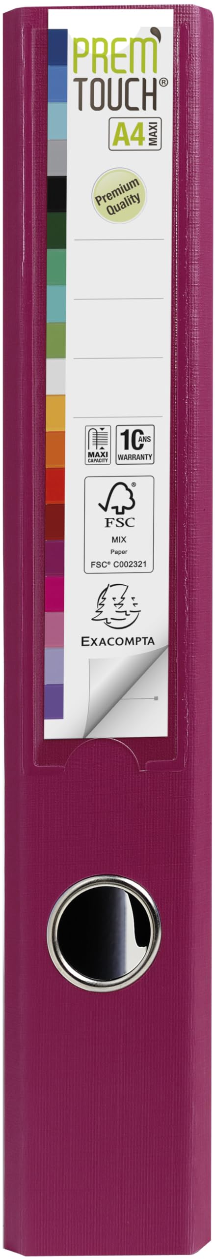 Exacompta 53147E 10er Pack Premium Kunststoff-Ordner Prem´Touch. 5 cm schmal DIN A4 MAXI Ringordner Aktenordner Briefordner Büroordner Plastikordner Schlitzordner fuchsia
