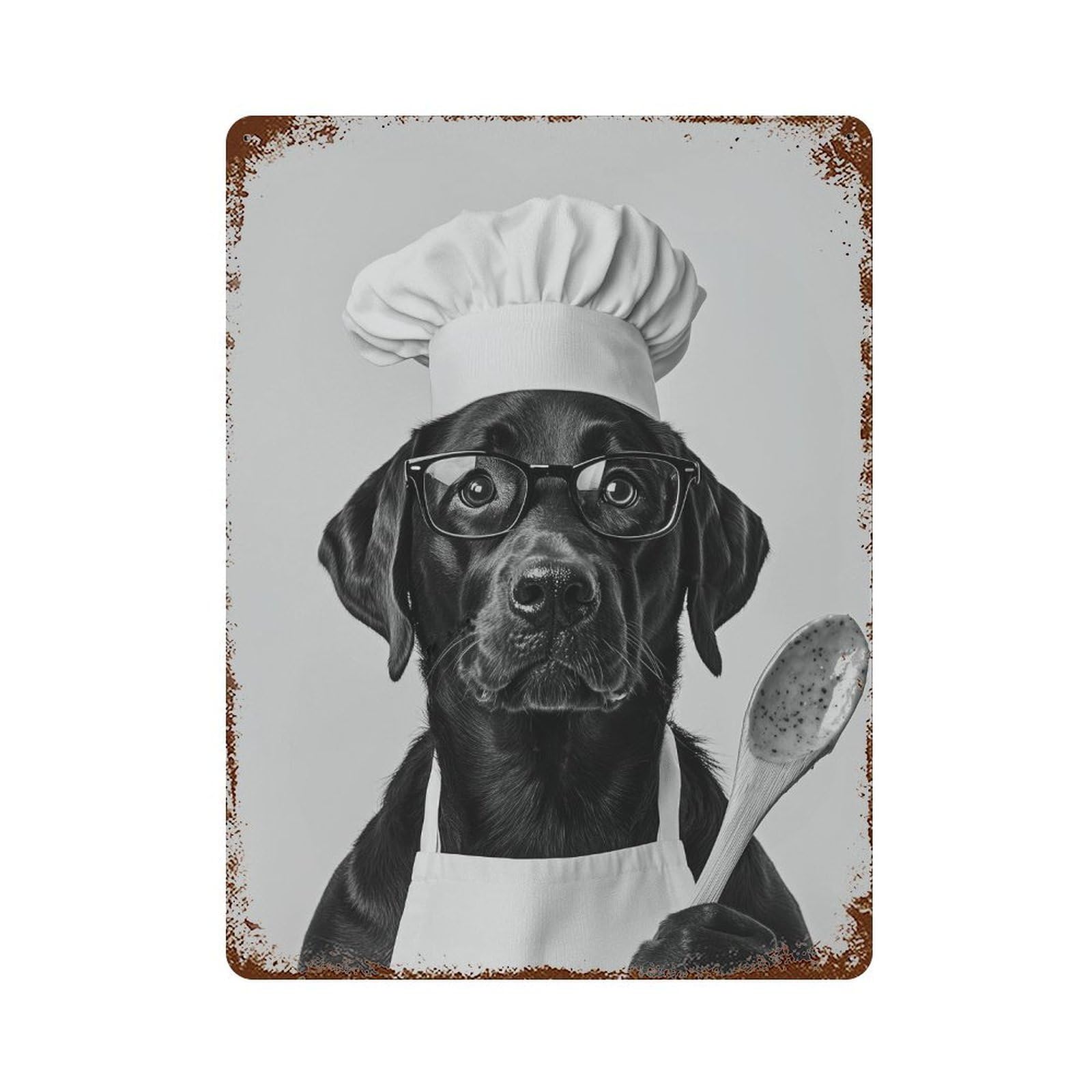 xiaoxiaoshen Labrador Chef Print Wall Decor Art Metal Tin Poster Modern Home Decor Art Home Bar Shop Decorations Vintage Sign 40x30cm