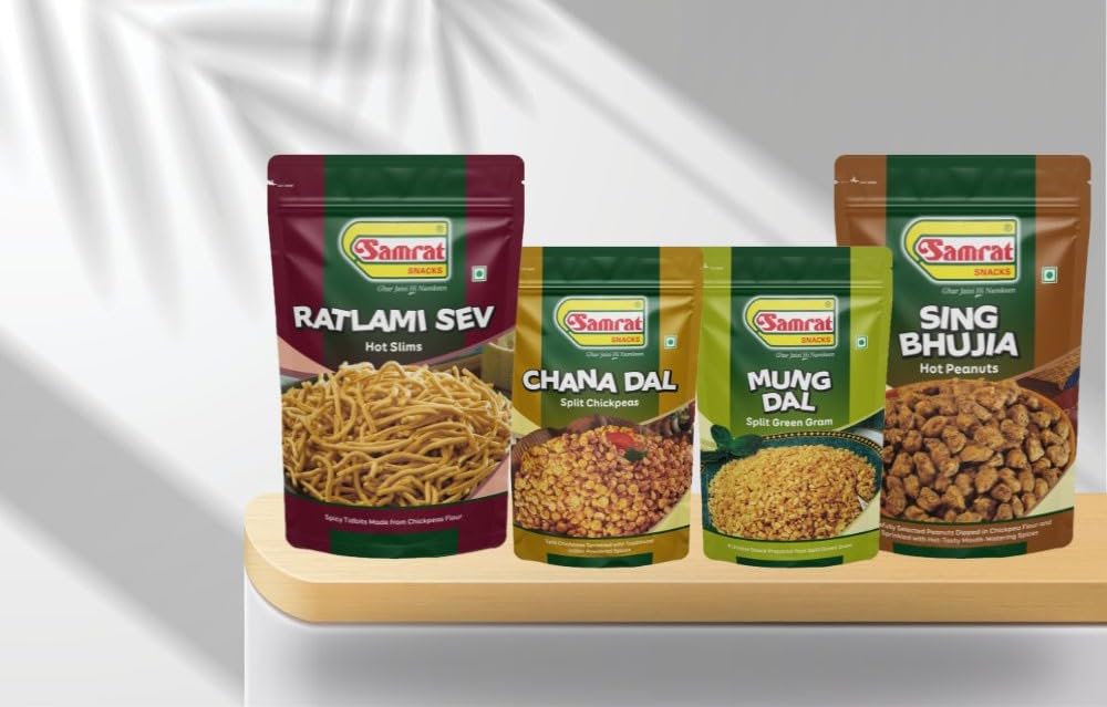 SAMRAT| Assorted Combo Pack of 4 | SING BHUJIA (Tasty Peanuts) | CHANA DAL | RATLAMI SEV (Bhuja) |MUNG DAL| Pack of 4 Snacks |Tasty & Healthy Snacks| Namkeen|4x200g|800g| (B0BT7W4244) Amazon Price History, Amazon Price Tracker
