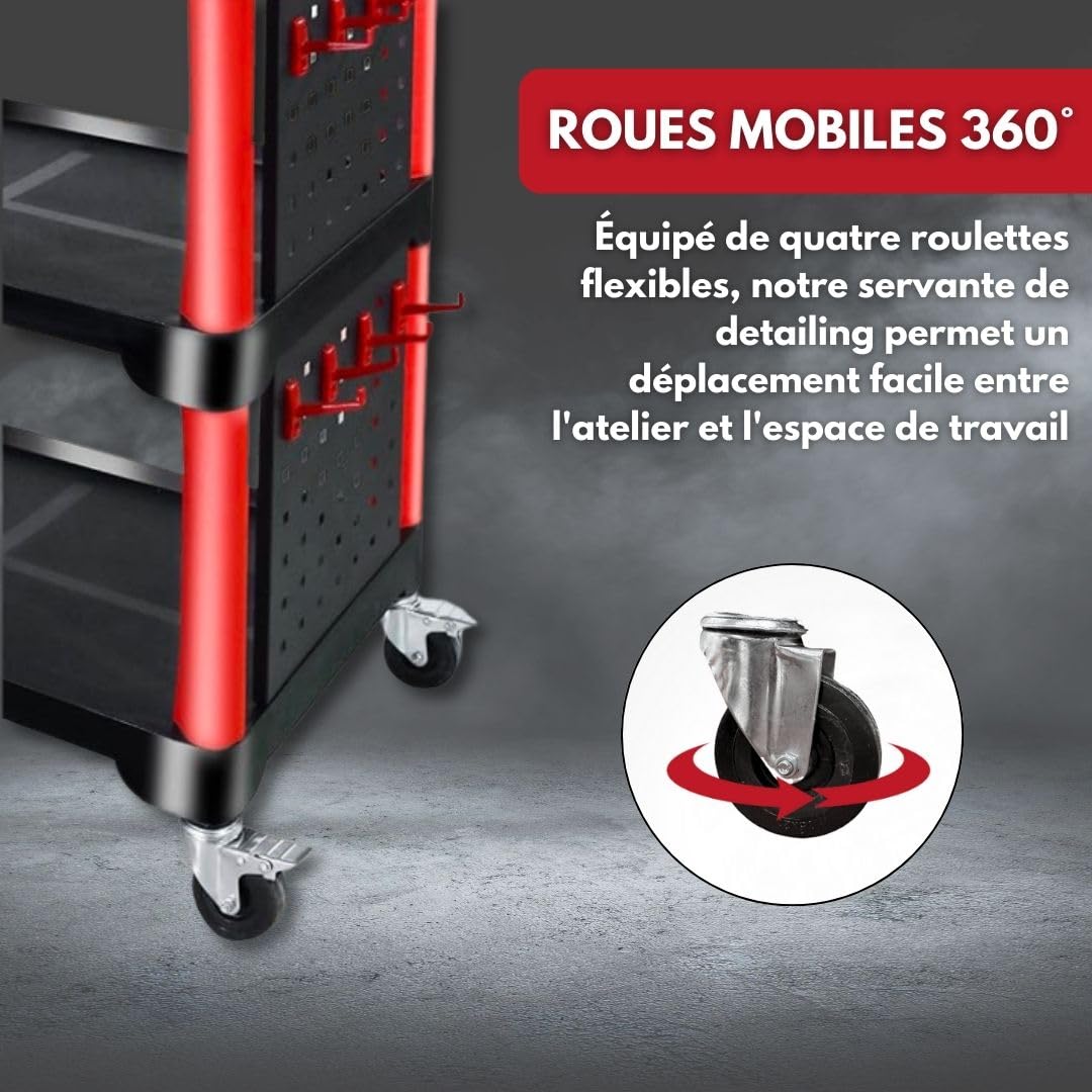 SERVANTE DETAILING - Carrello da officina mobile con 4 ruote