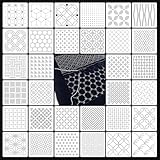 32 PCS Sashiko Stencil Kit, 5.1 x 5.1 Inch Plastic Geometric Sashiko Pattern Template Drawing Line Embroidery Pattern for Sewing Hand Quilting and Embroidery