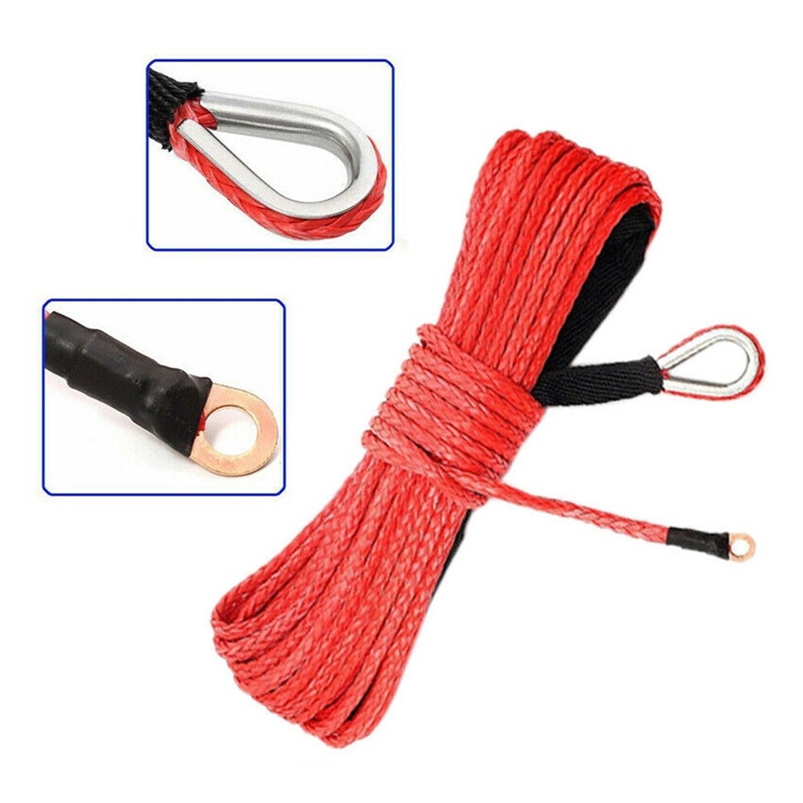 Lina Linowa Wciągarki Kabel 7700LB Syntetyczna Holownicza 4,8 Mm X 15 M Myjnia Samochodowa Sznurek Konserwacyjny Syntetyczny Do ATV UTV Off-Road Solidna I Niezawodna(Dark Grey)