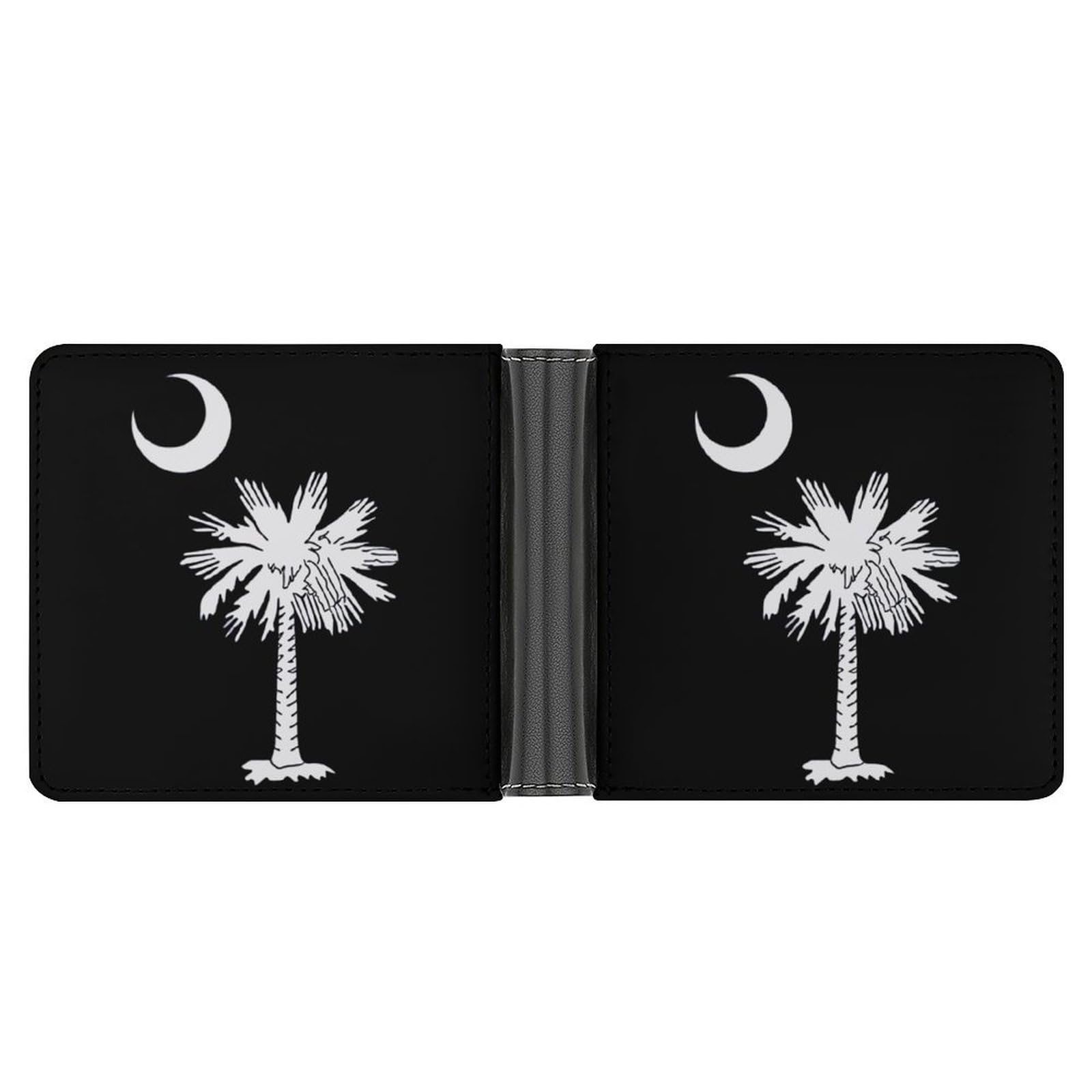South Carolina Palm Tree Moon Funny Billfold Wallet Credit Card Holder Slim Passcase Pouch Purse for Men Women