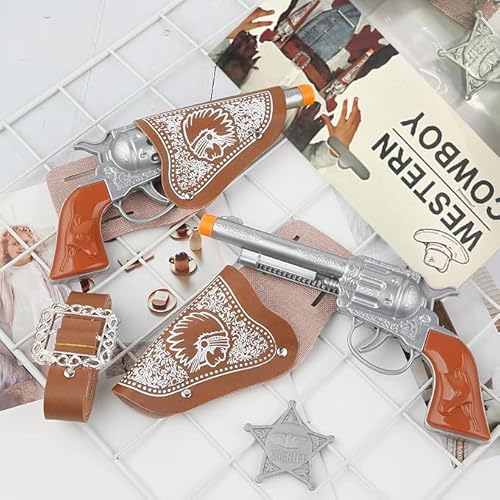 Septcity SP-921 Cowboy Toys Set, 6Pieces Brown Adjustable Cowboy Gun Belt And Holster thumb #4