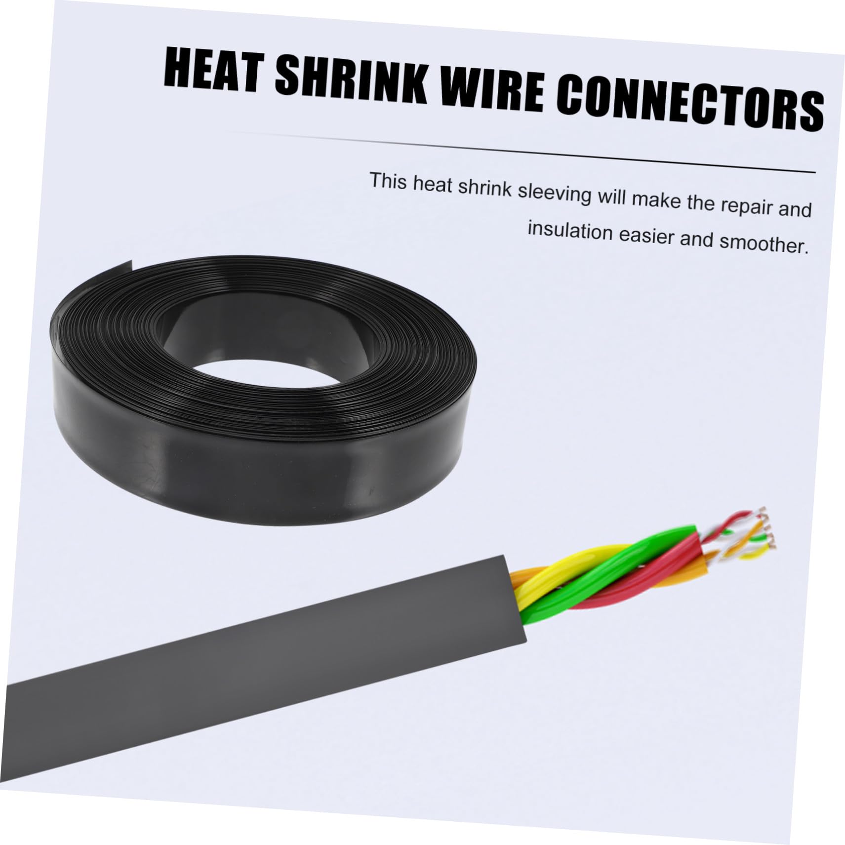 ERINGOGO Tube Thermorétractable PVC Noir Plat Gaine Isolante Industrielle Résistante à Usure Protection Anti-abrasion Câbles et Connexions Électriques