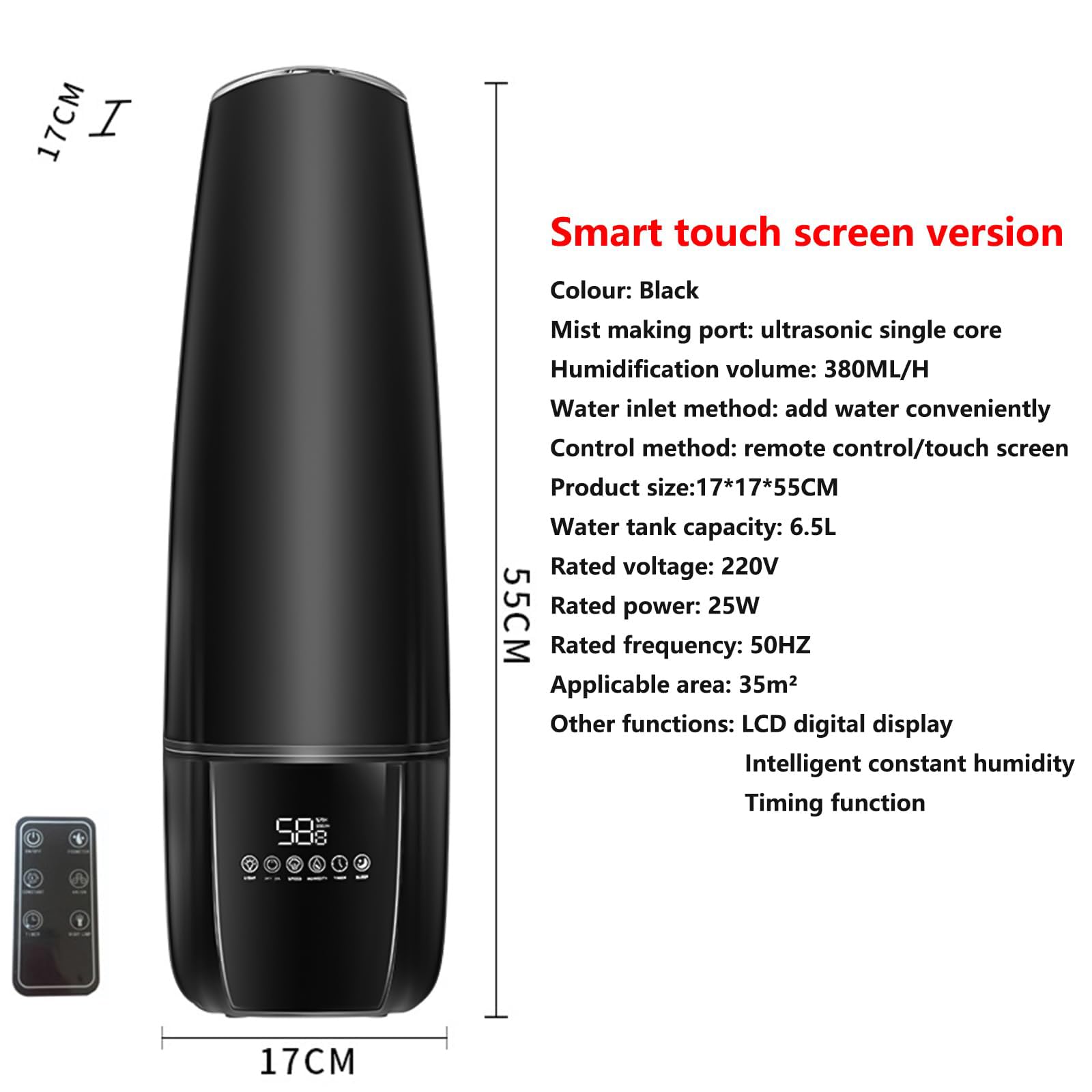 Mobigon Humidifiers for Bedroom Large Room - Smart 6.5L Air Humidifier Large Room with Essential Oil Diffuser, Top Fill Cool Mist Humidifier for Home Bedroom Baby Nursery Whole House Office (Black)