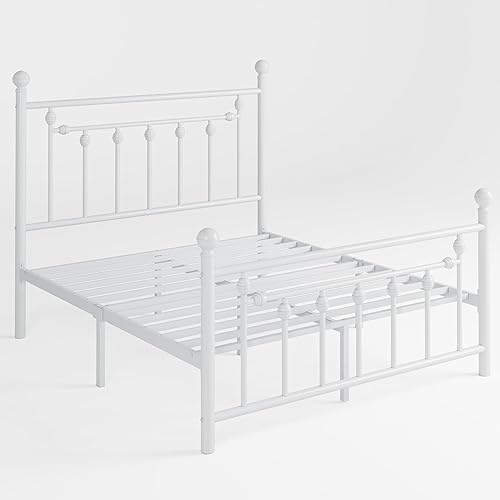 Miniatura 8 de SHA CERLIN 14'' Queen Size Metal Platform Bed Frame/Victorian Headboard and Footboard/Steel Slats Mattress Foundation for Storage/No Box Spring