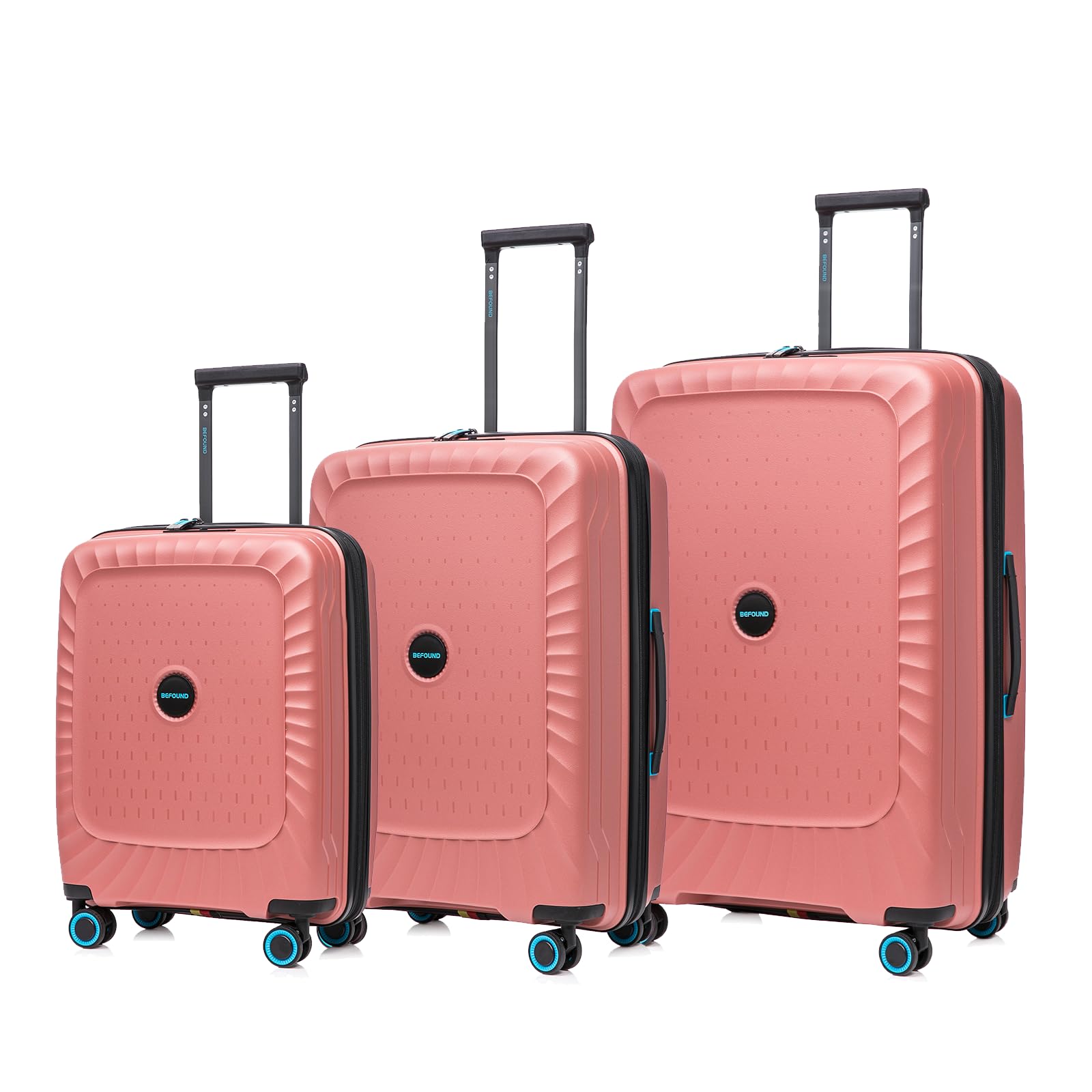 befound Luggage Expandable 5 Piece Sets(14/18/20/24/28) PP Lightweight Spinner Suitcase With TSA Lock & YKK Zipper, 3PC-Pink, 20'24'28