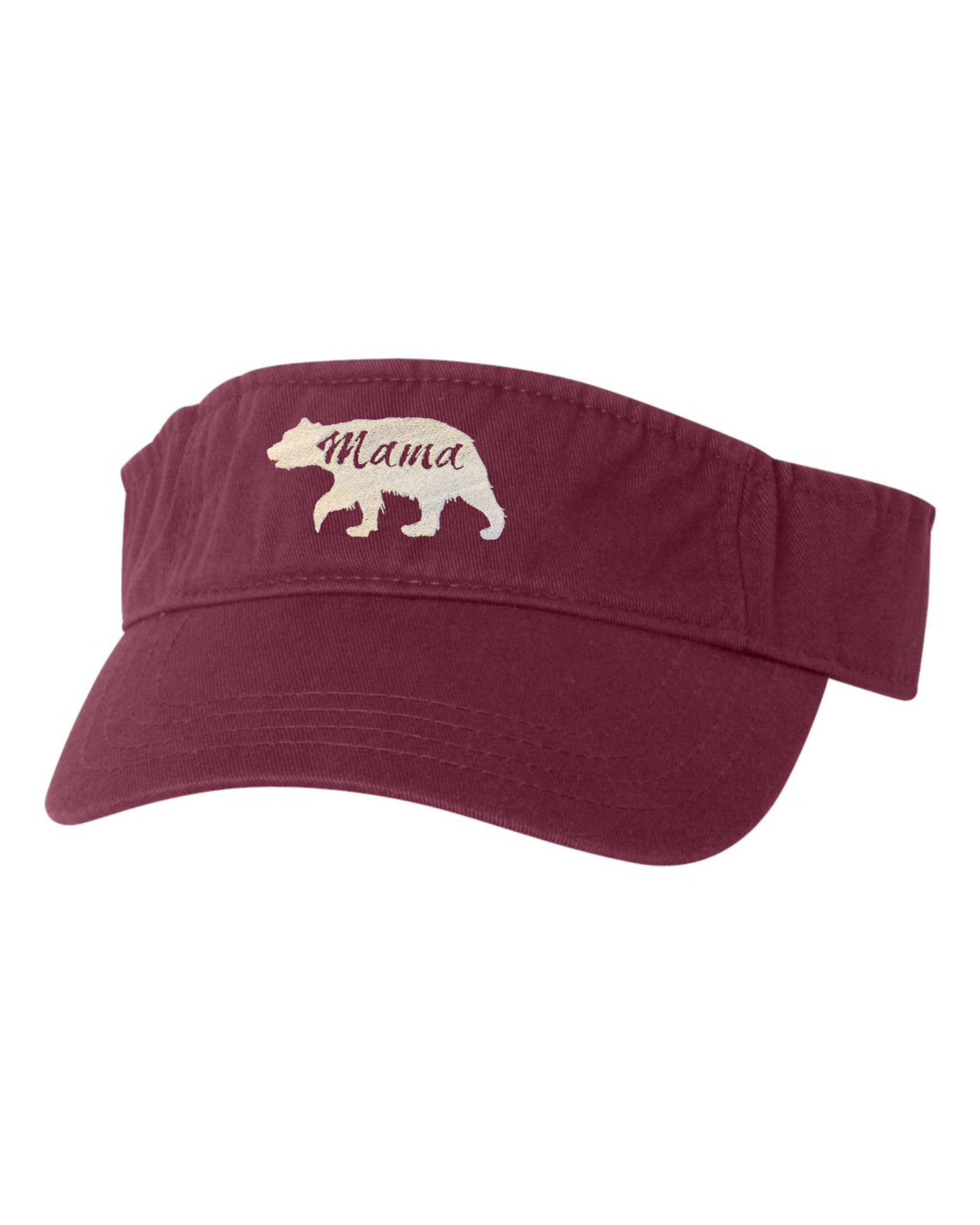 One Size Maroon Visor Mama Bear Embroidered Visor Dad Hat