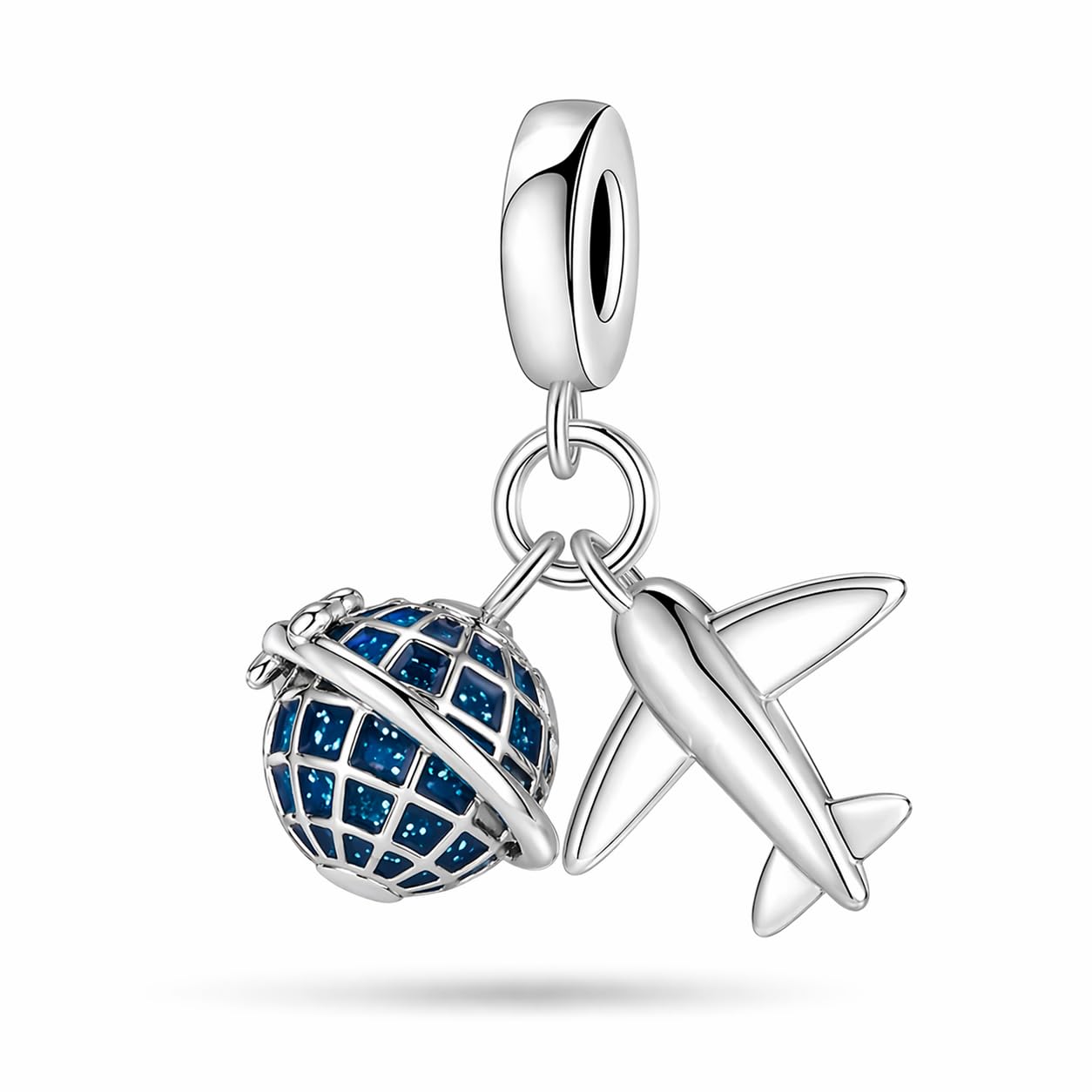 Pendentif Voyage Compatible Toutes Les Marques Monde Globe Avion Valise Passeport Charm Argentée Breloque Bead