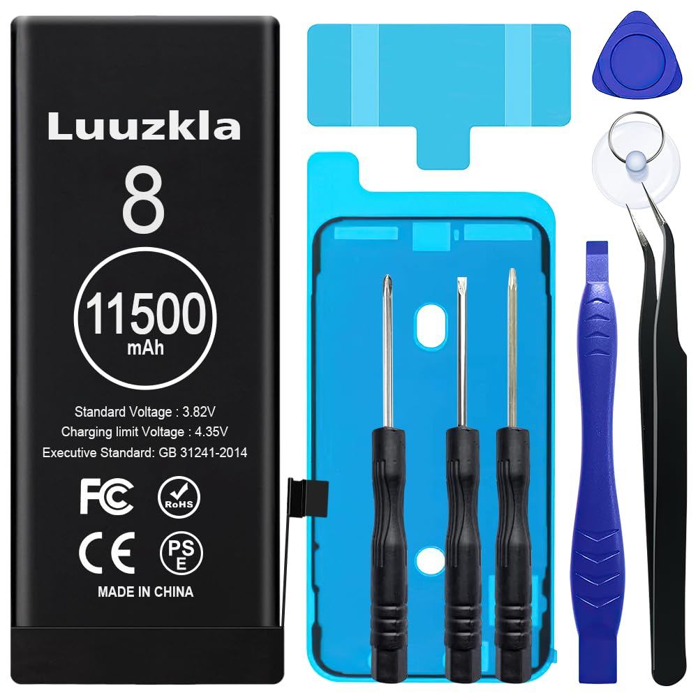 11500mAh (2024 New Upgrade) Battery Compatible with iPhone 8/8G, Super Capacity Battery Replacement Compatible with iPhone 8/8G, with Full Tool Kits-0 Cycle High Capacity-24 Months Service