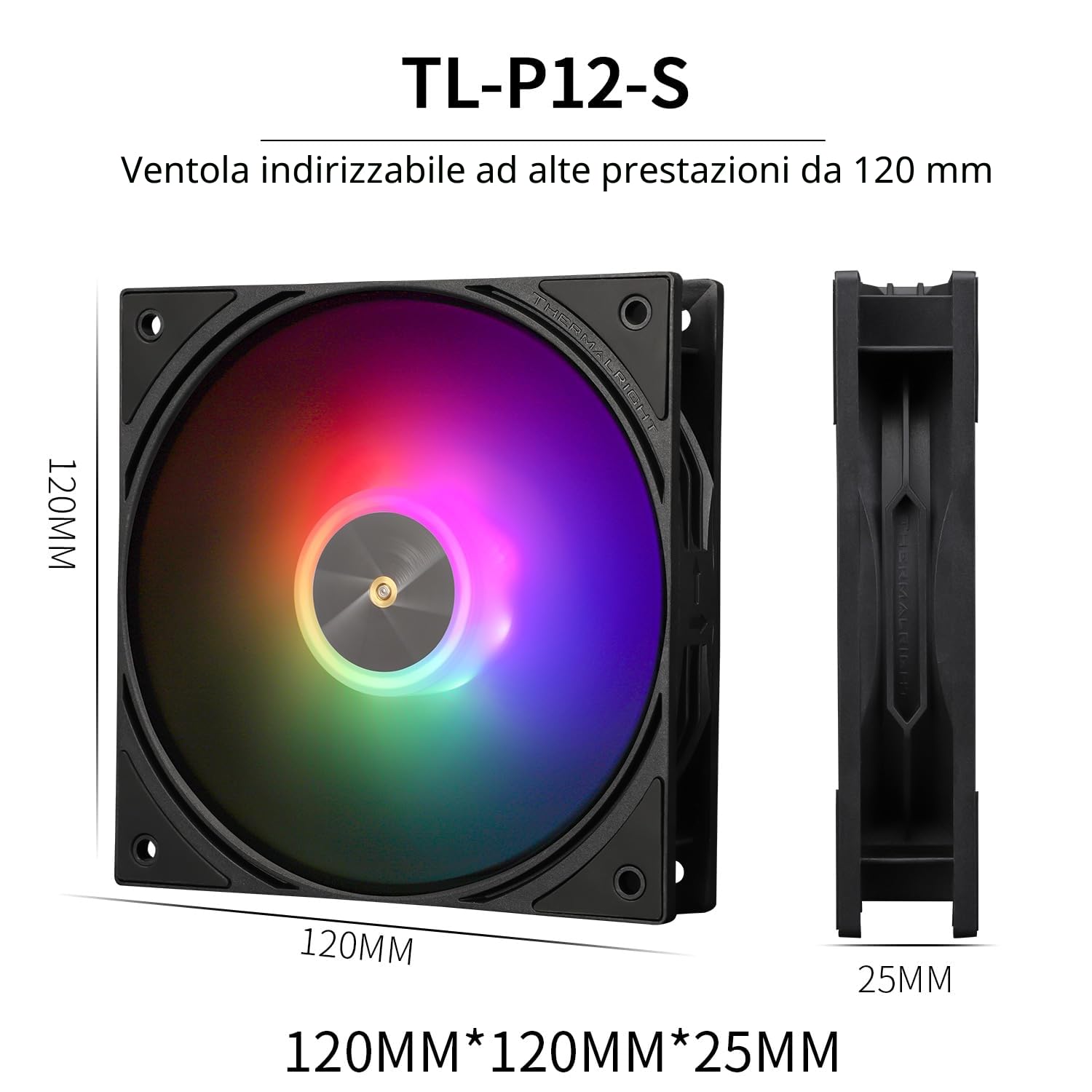 TR Assassin X 120R - Radiatore digitale ARGB per copertura superiore display digitale, TL-P12-S PWM, silenzioso, supporta AM4/AM5, Intel LGA1851/1700/115X/1200
