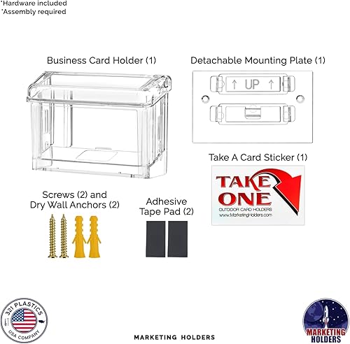 Miniatura 2 de Marketing Holders Tarjeta de visita con tapa con bisagras, plástico transparente de 3.5 x 2 pulgadas, tarjetas viene con calcomanía Take One,