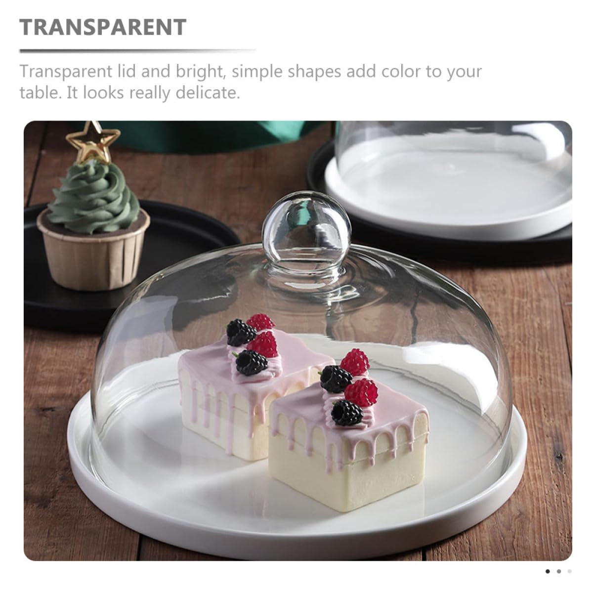 Artibetter Keramik Kuchenplatte mit Glasdeckel Multifunktionaler Dessertteller zum Schutz vor Insekten und Wärmeerhalt für Haushalt und Obstpräsentation