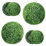 inQracer Artificial Plant Boxwood Topiary Balls 2PCS 15" UV Protected 4 Layers Faux Plants Decorativ