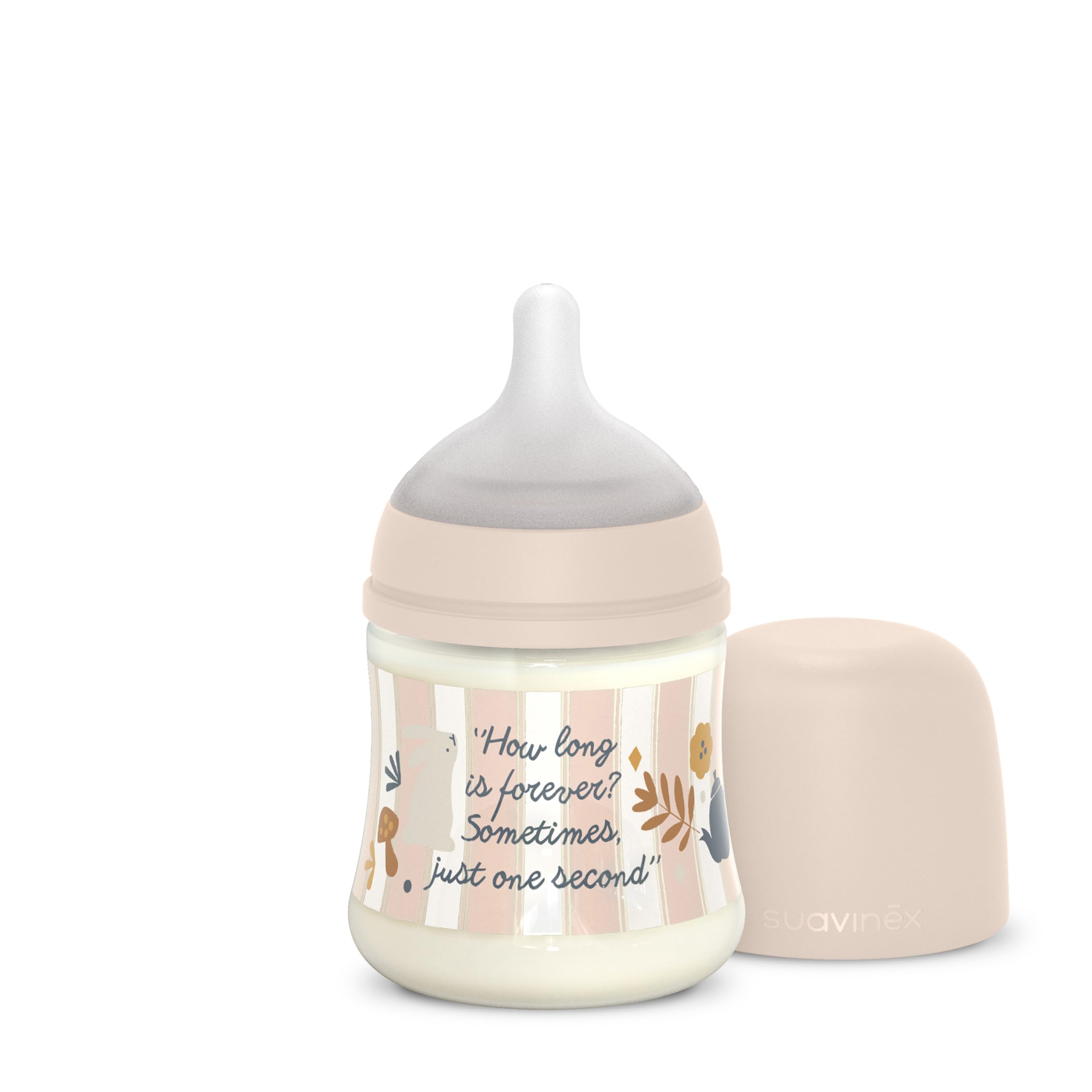 Suavinex, 150 ml Babyflasche, SX Pro Silikon-Sauger, Antikolik-Ventil. Flasche mit langsamen Fluss-Sauger (S). Babys +0 Monate und Neugeborene. Wonderland, Rosa