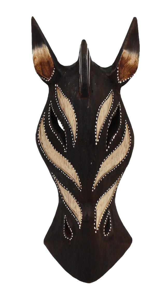 Hand Carved Wooden Animal Mask Wall Decor (Art Zebra)