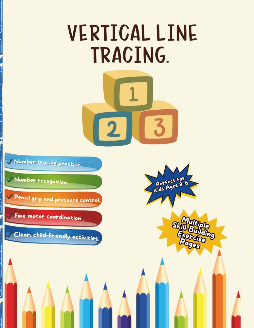 Dysgraphia Workbook - Vertical line tracing: Best for 3-8 years kids with writing challenges, Dysgraphia, Dyslexia, ADHD