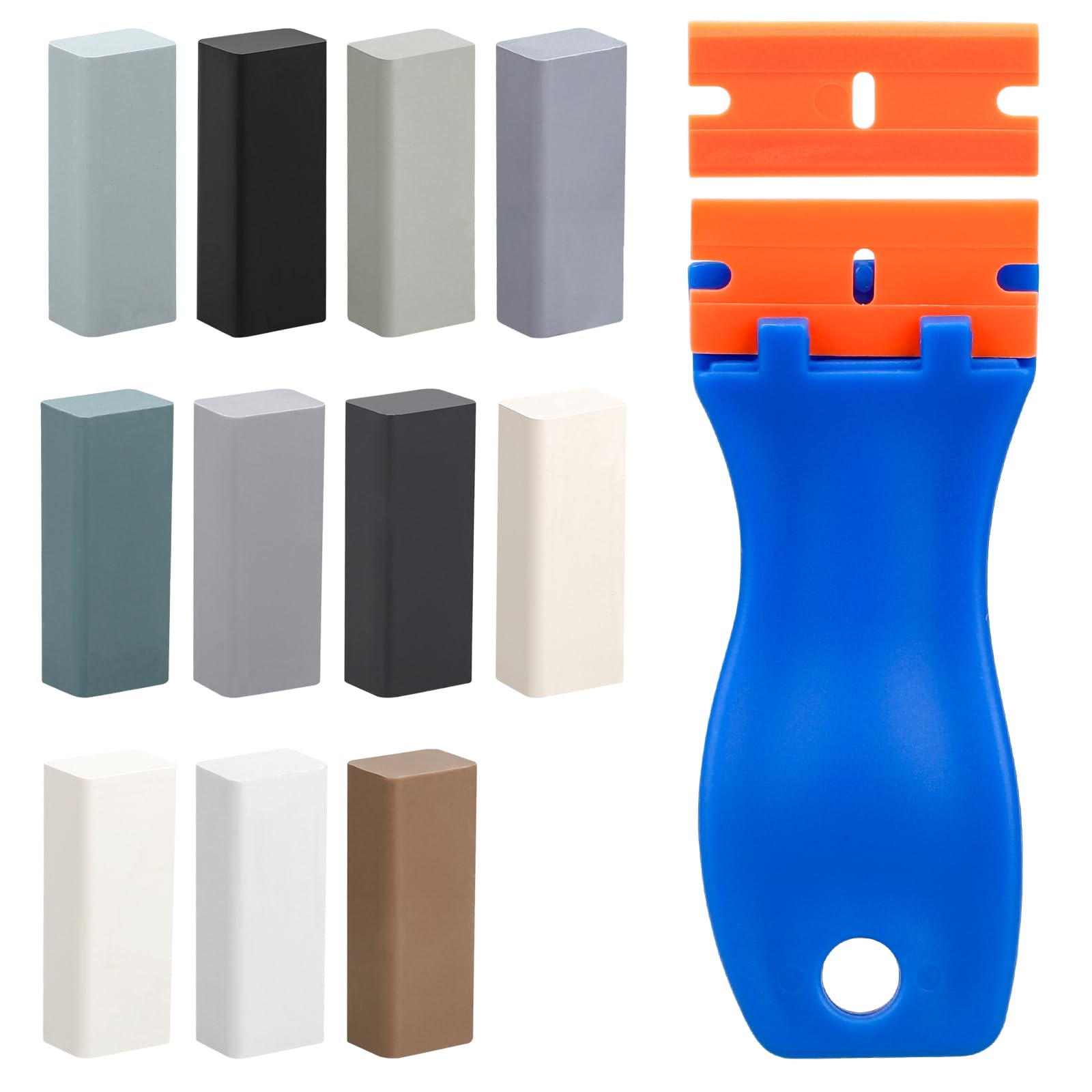 Hartwachs Reparaturset, Laminat Reparatur Hartwachs für Holz/Fliesen/Parkett/Laminat/Vinyl, Möbelreparatur Wachs Set Wachskitt zum Kratzer Schäden Loch Ausbessern Arbeitsplatte (11er-blau-grau Uvm)