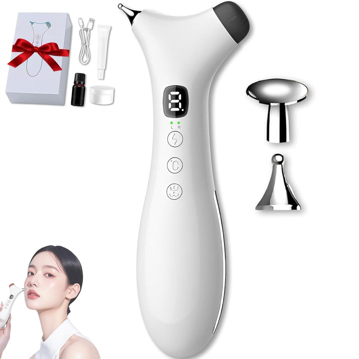Rezuri - 4-in-1 Jaw Massager, Rezuri TMJ Massager, 9 Intensitätsstufen, 3 Temperaturstufen, 3 Vibrationsmodi, Wiederaufladbares Gesichtsformungsgerät für Doppelkinn, Gesicht und Hals