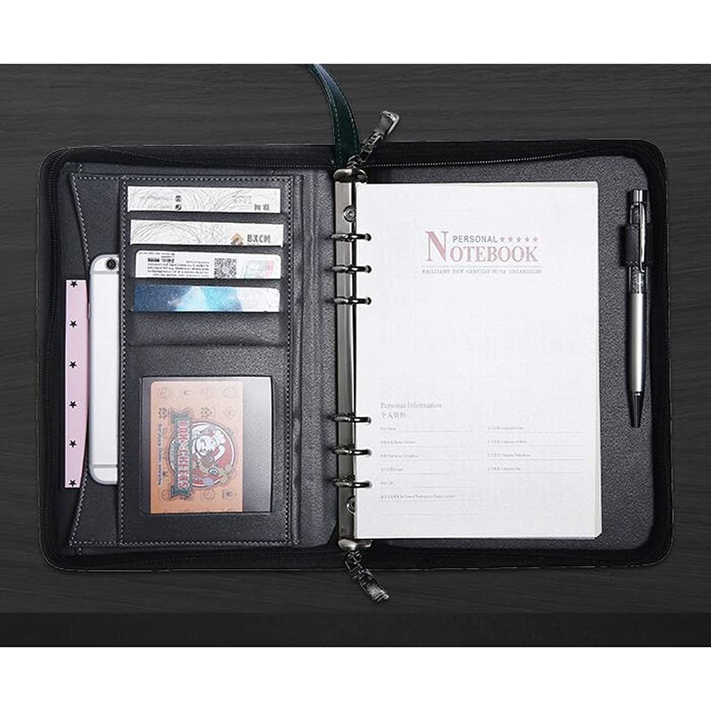 Cuaderno for el Trabajo Diario de Trabajo Negocio extraíble Cremallera de Cuaderno con Bloc de Trabajo Bloc de Notas for la Oficina en casa (Color : Blue)