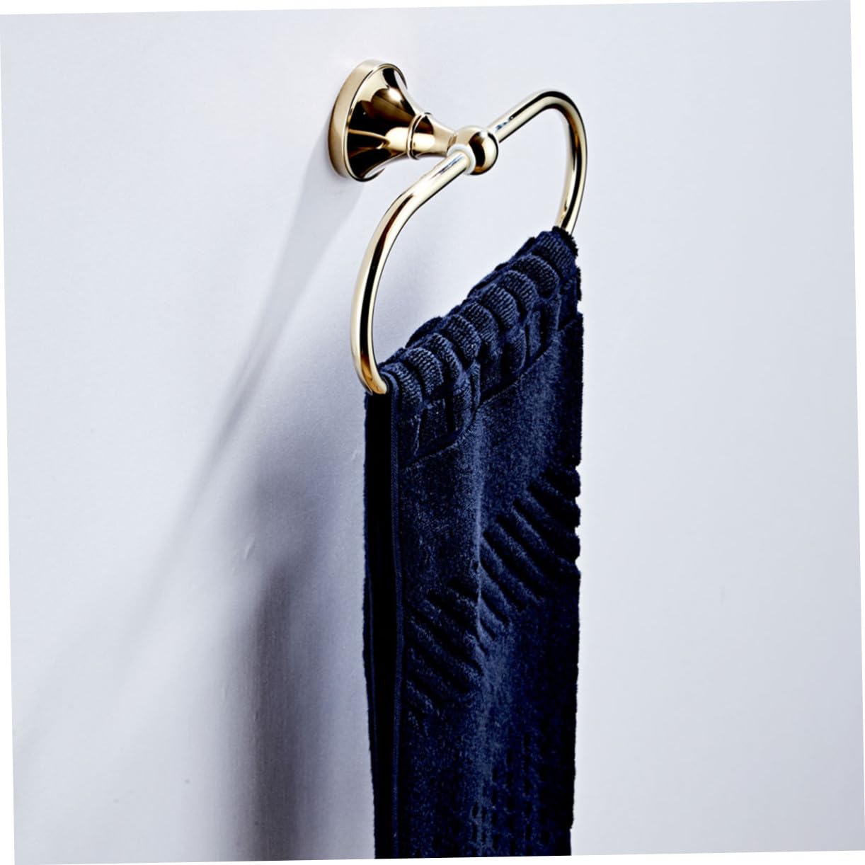Toallero Anillo Ovalado Dorado Montado Pared Soporte Toallas Cocina y Baño Diseño Moderno y Sencillo Material Resistente y Ecológico Fácil Instalación sin Instrucciones