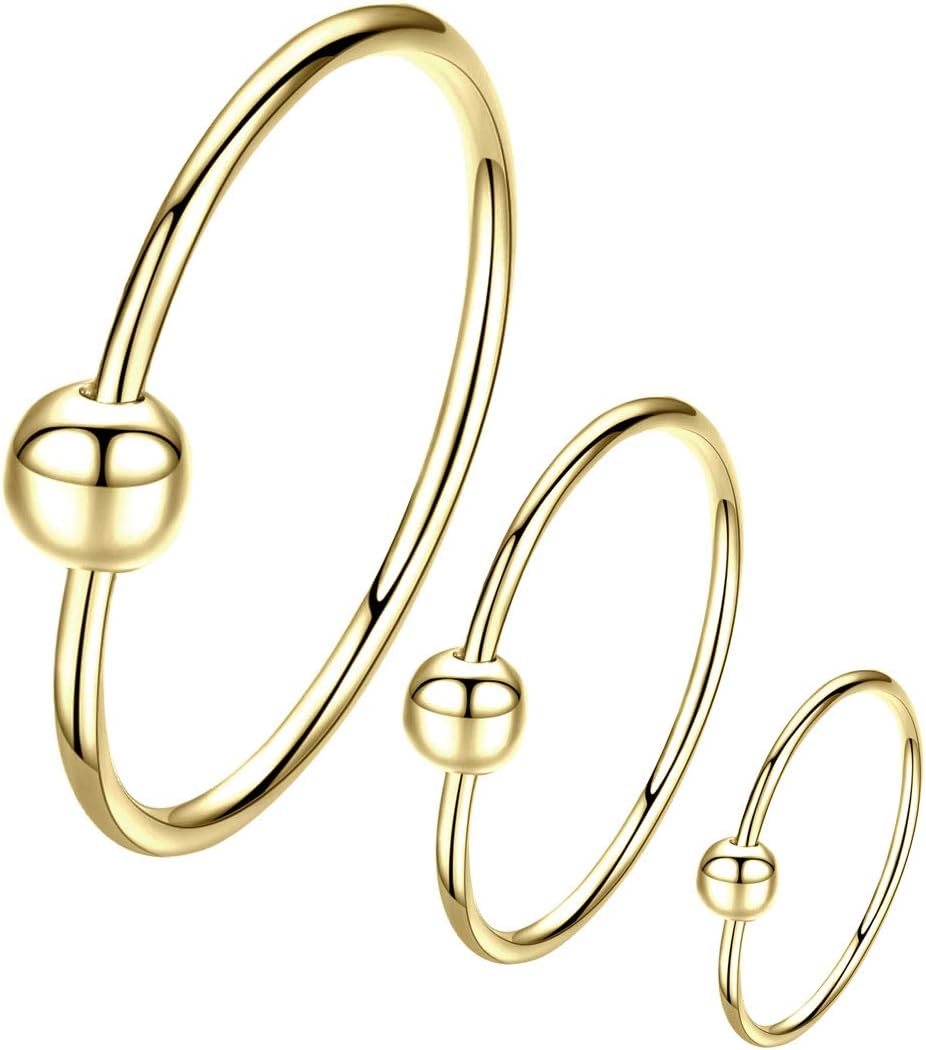 Sterling Silver Cartilage Earrings Gold/Black/Rose Hypoallergenic Mini Tiny Small Huggie Hoops Ear Piercing Helix Endless Ball Bead Nose Sleeper Earrings for Women