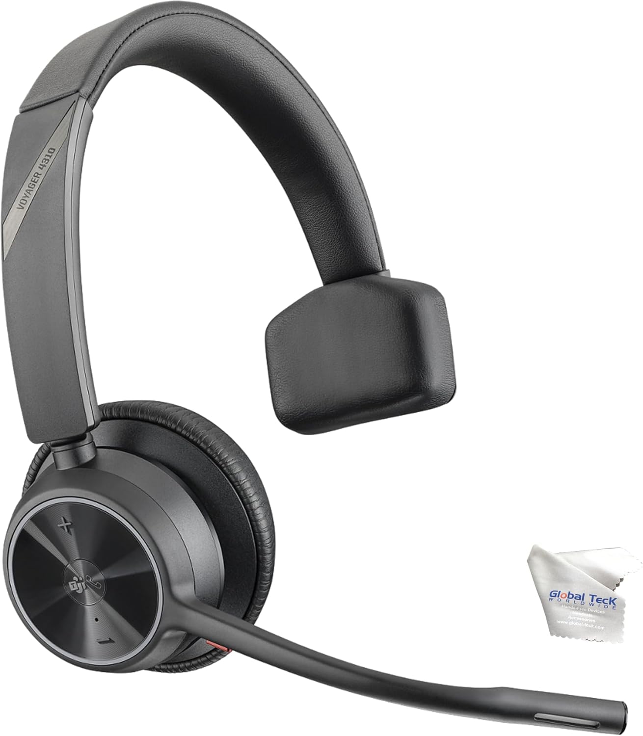 Poly Voyager 4310 Wireless Headset UC - Plantronics Single-Ear w/mic Bluetooth Office with Extended Microphone for Cell Phone Calls, Video Meetings, Laptops, Bluetooth Deskphone Telephone, GTW Cloth