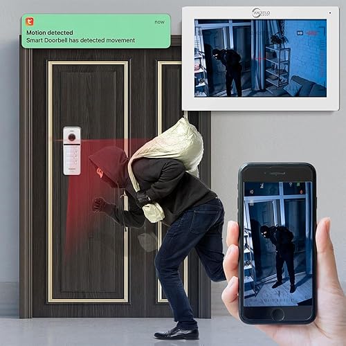 Miniatura 4 de ANJIELO SMART Sistema de intercomunicación con timbre de video con cable, 4 unidades familiares de 7 pulgadas, desbloqueo 3 en 1, detección de