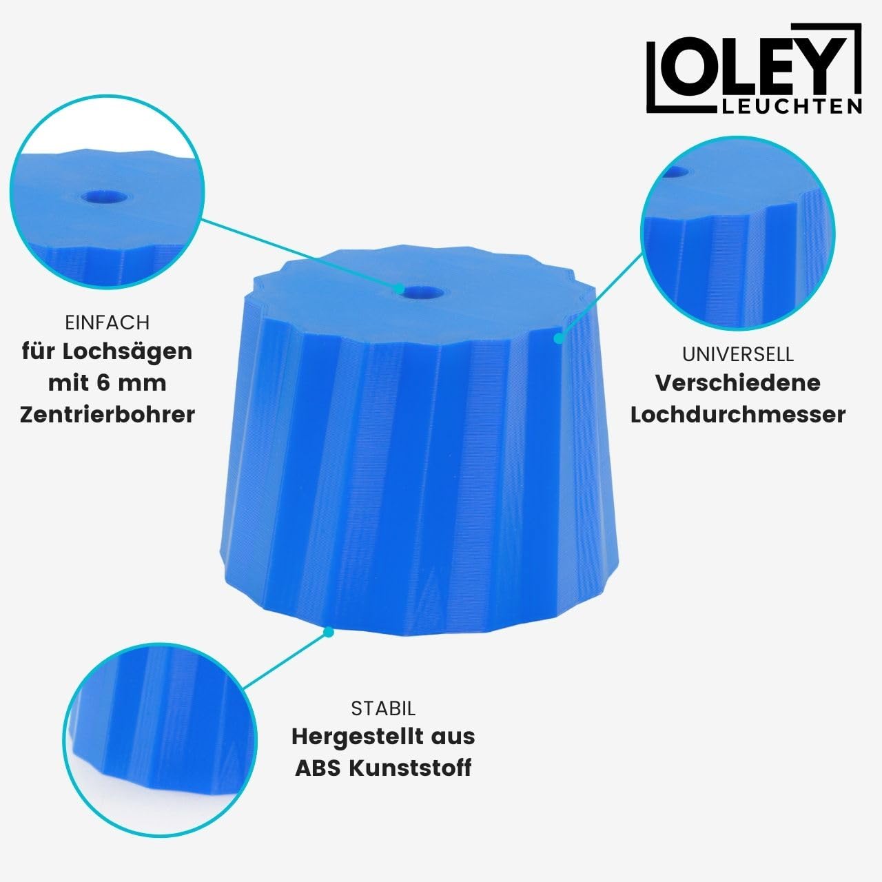 Zentrierhilfe für Lochsäge - Einbaustrahler Loch vergrößern - Aufbohrhilfe für Spotausschnitte - größere Spots in die Decke einbauen Größe 60 mm