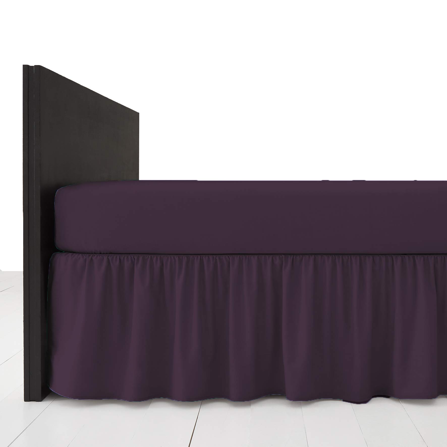 Amigozone Plum Plain Pollycotton Frilled Bed Base Valance Sheet (, Single)