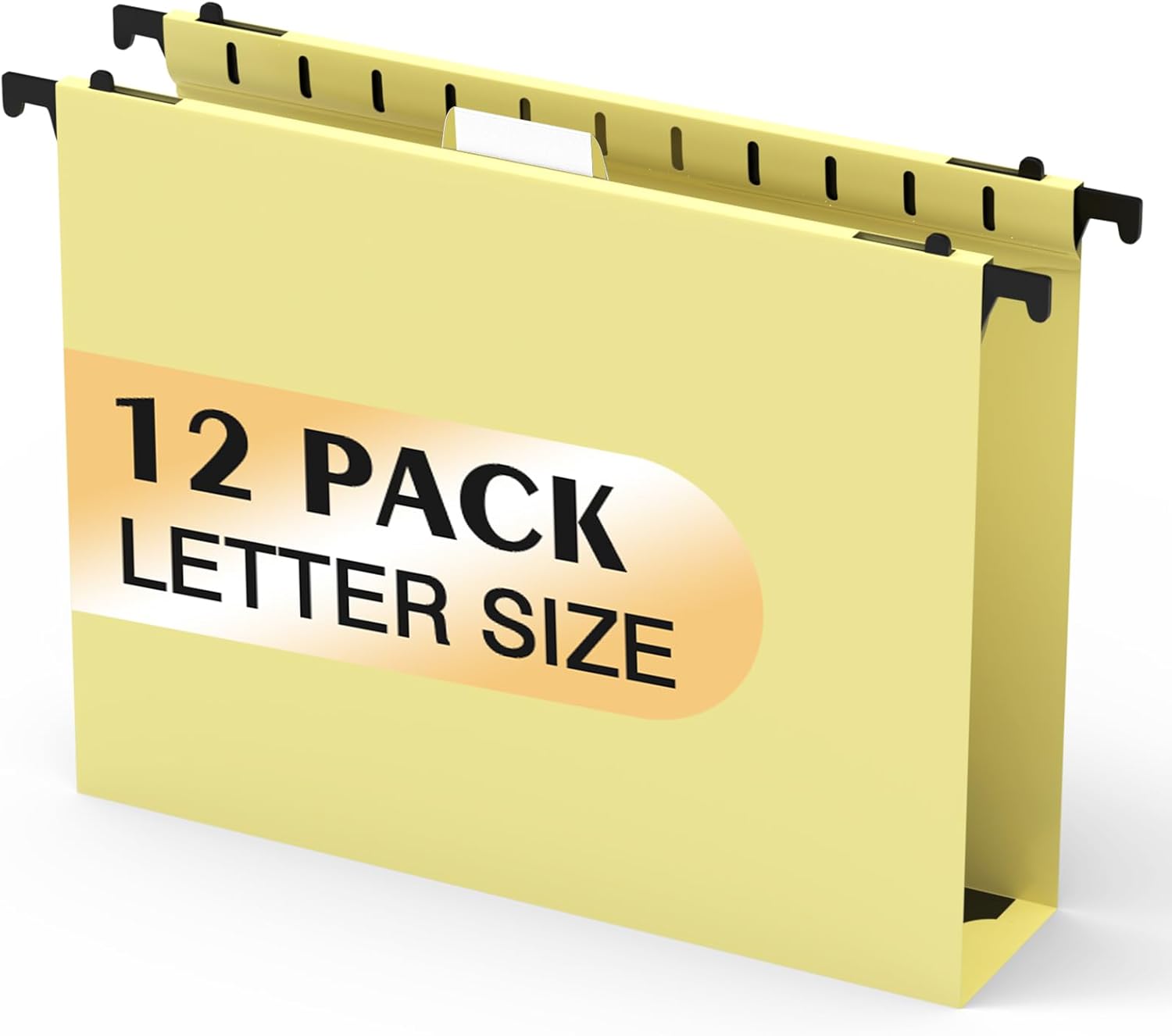 Extra Capacity Plastic Hanging File Folders,12 Pack Reinforced Hang Folder,Heavy Duty 2 Inch Expansion,Filing Cabinet Folders Letter Size for Bulk Files/Medical Charts(Cream Yellow)