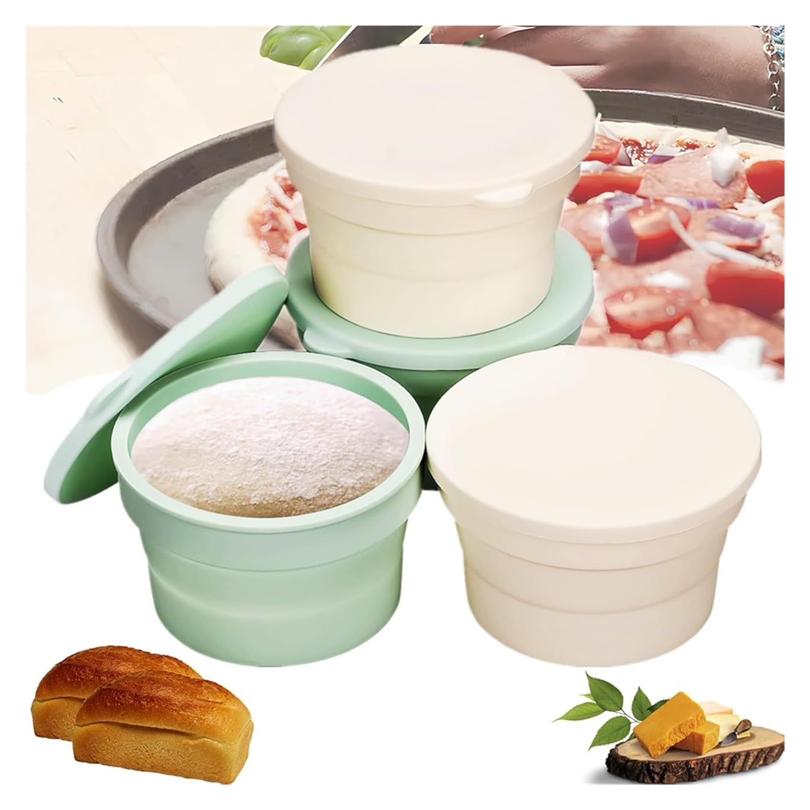 Składane pudełko do wyrastania pizzy, akcesoria kuchenne pieczenia chleba(2pc White)