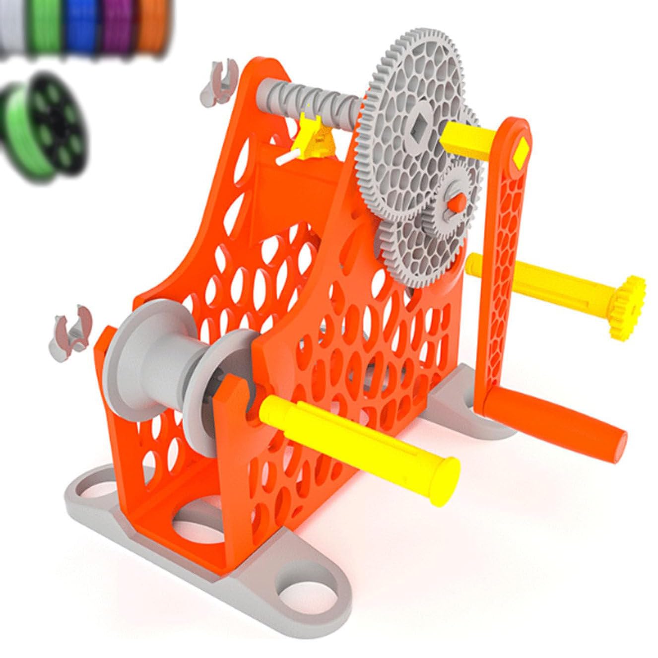 GmpTzitzith Manual/Electric 3D Printer Filament Respooler, Hand Cranked Spool Winder With Removable Modular Design, For 1kg Filament Rewinding, Textile Artists A.OrangeManual