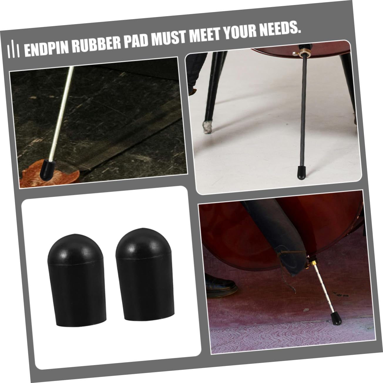 Wakauto Double Bass Endpin Pad Set 4pcs Non-slip Caps for Bass End Pin Rubber Tip Endpin