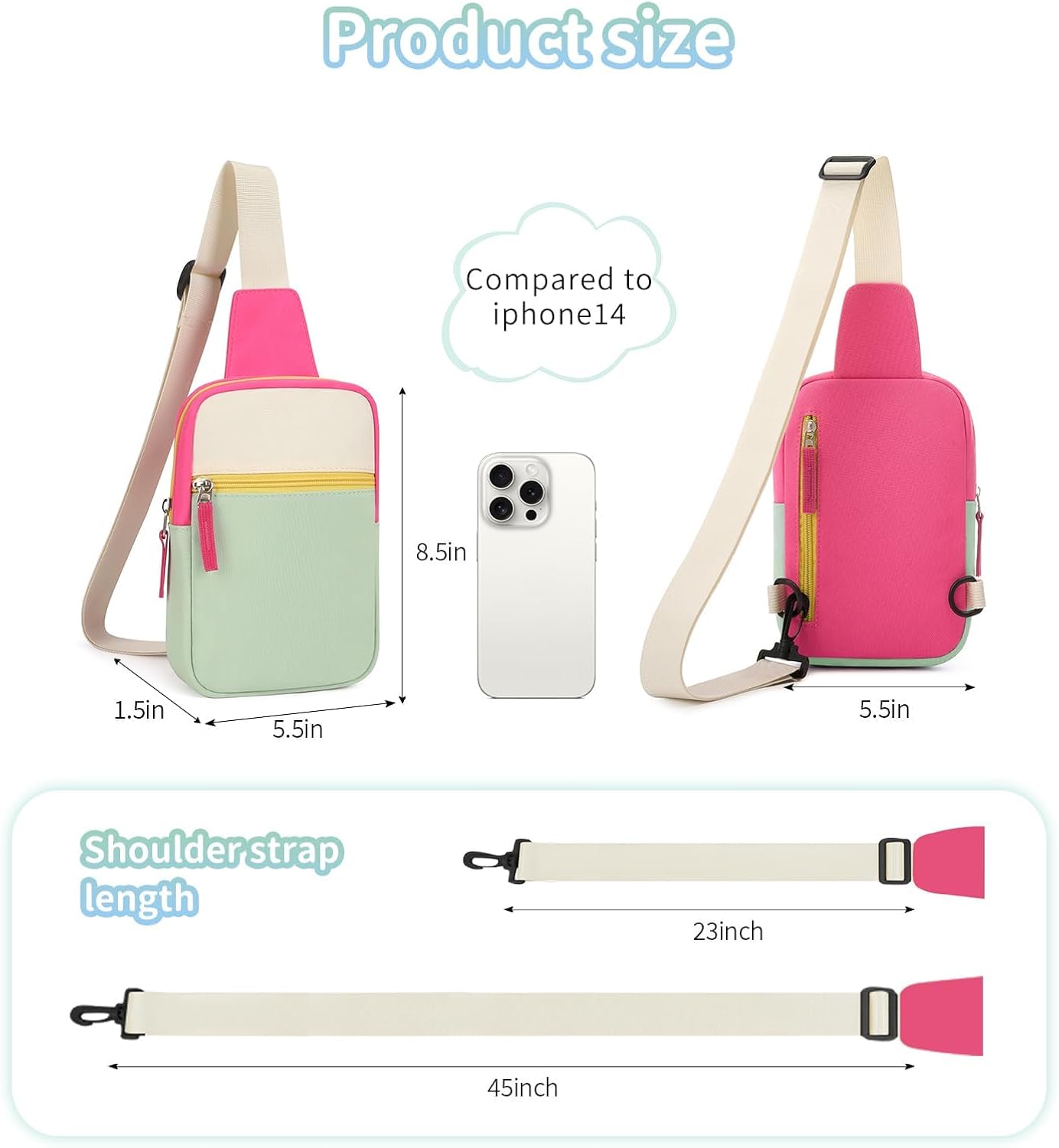 Birthday Gifts for 8 9 10 11 12 Year Old Teens Girls Kids, Fanny Pack Crossbody Bag Sling Belt Bags Purse, Dorm Travel Essentials for Girls Fashion, Preppy Tween Teen Girl Gift Trendy Stuff