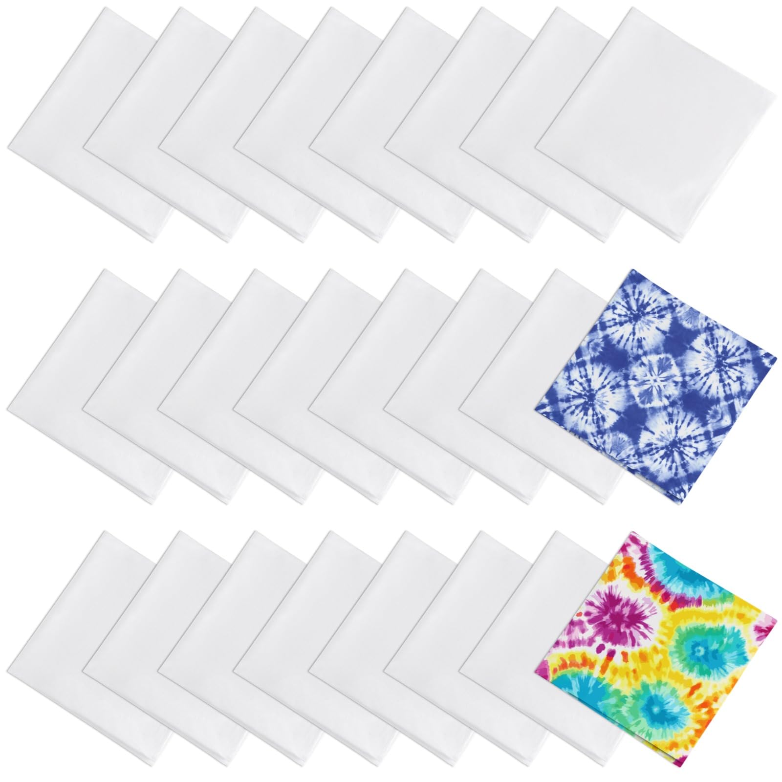 24 Stk. weiße Baumwollbandanas für Tie-Dye, 20 x 20 Zoll Blanko-Stofftücher im Großset, weiche wiederverwendbare quadratische Bandanas für Basteln, Kunstprojekte, Kopfbedeckung, Gruppenaktionen