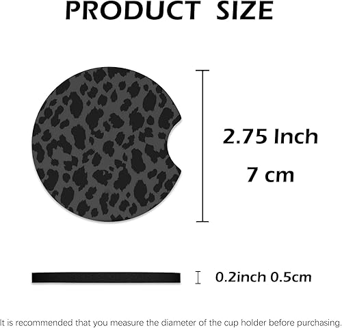 Miniatura 3 de 2 posavasos para automóvil, estampado de leopardo negro, universales, antideslizantes, de goma, para portavasos de 2.75 pulgadas, accesorios para el