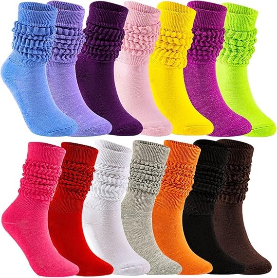 Image of 3 Pairs Slouch Socks for Women, Soft Extra Long Scrunch Knee High Sock, Unisex Tube Socks Football Bulk Pack