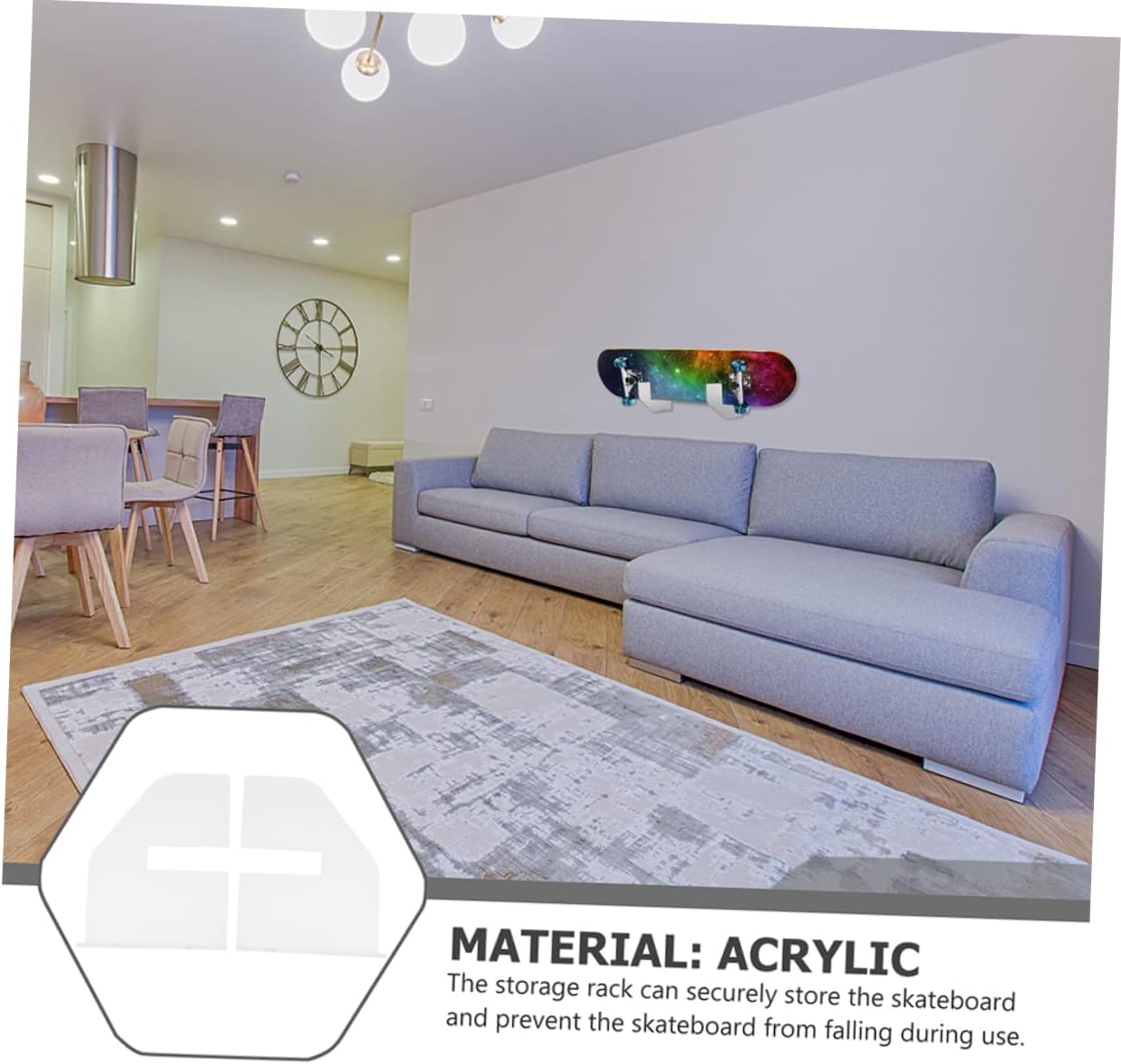 POPETPOP Wall-Mounted Skateboard Holder Rack 1 Pair of Acrylic Skateboard Shelves for Storage for Home Use