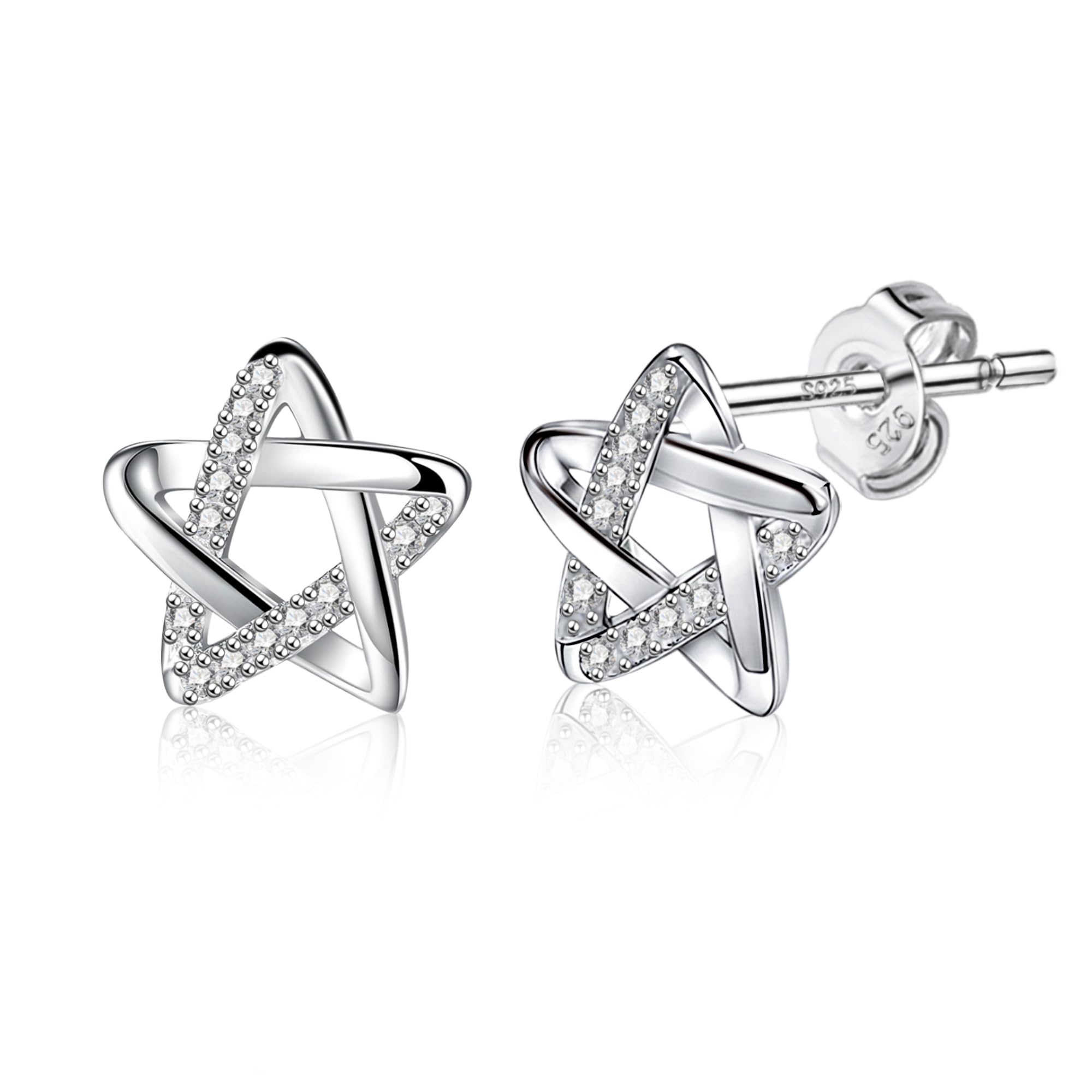 ASH'S CHOICE Pendientes de aro de plata 925 con corazón para mujer, pendientes de aro chapados en oro de 14 quilates, pendientes de corazón con diamantes de imitación, circonitas de plata 925, aros
