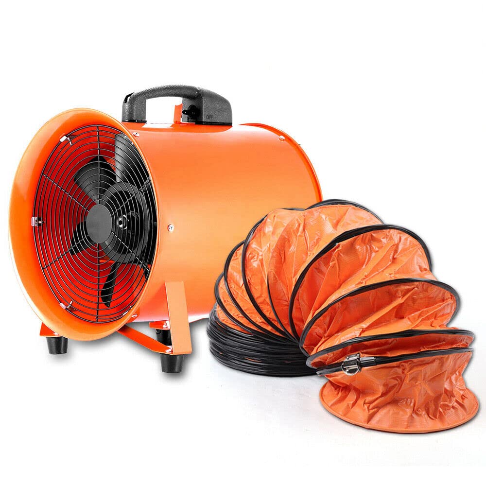 Ventilateur axial 220 V 320 W - Portable - Ventilateur industriel - Vitesse de rotation 2800 tr/min - Livraison d'air 43 m³/min - Avec tuyau de 10 m - Pour la fabrication automobile, l'usine de
