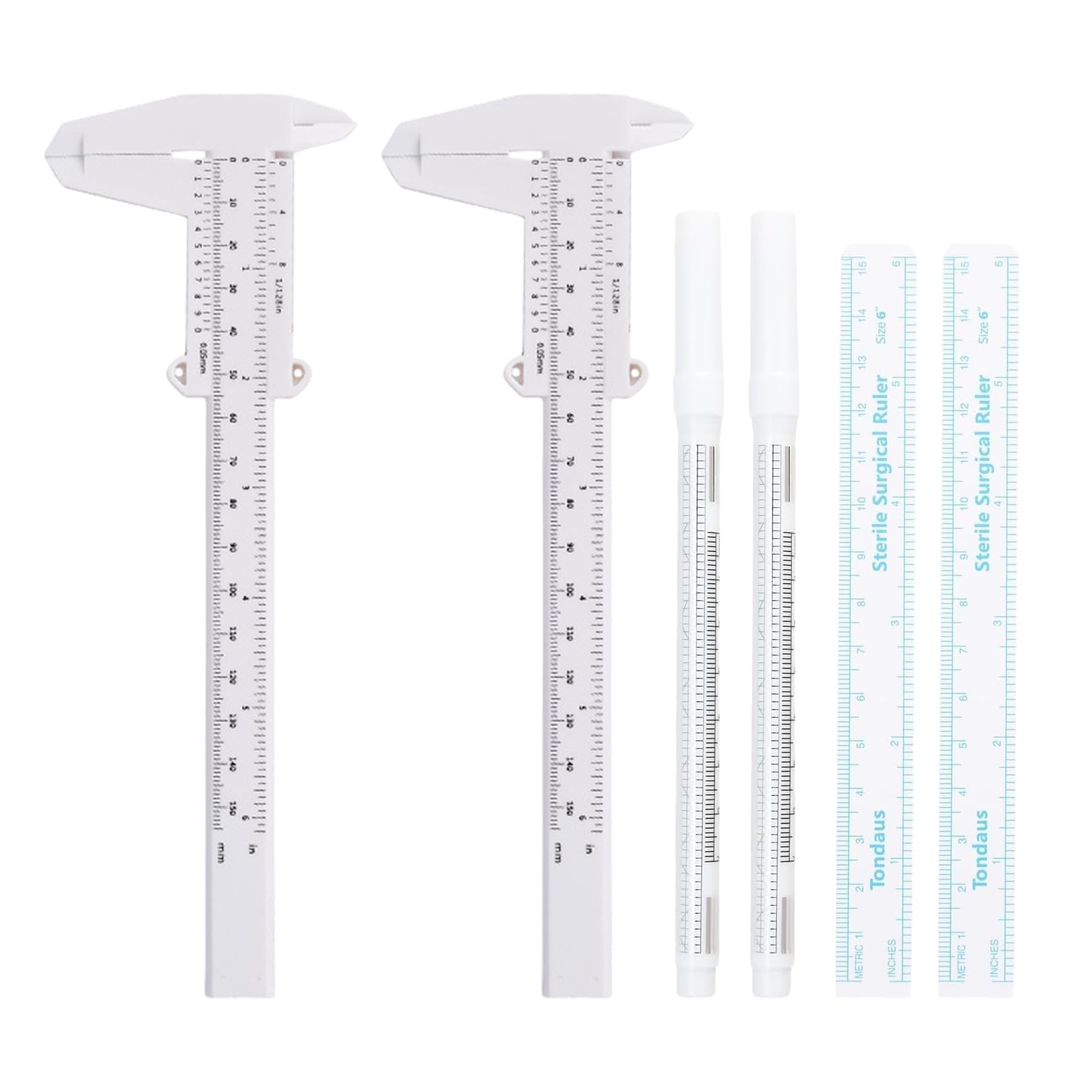 6 Pcs Eyebrow Mapping String,Tattoo Brow Marker Pen,White Pencil for Skin Marking Microblading Ruler Kit Makeup Face Stencil Plastic Measurement Caliper Measuring Eyebrow Mapping Pens,for Eyebrows