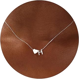 TINGN Heart Initial Necklace for Women Girls, 18K Gold/White Plated Heart Necklace for Girls Gold Silver Initial Necklaces Wedding Anniversary Birthday Gifts for Her Women Teenage Girl Jewelry