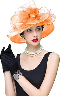 ORIDOOR Women's Organza Cloche Bowler Hat Derby Fascinator for Tea Party Bridal Wedding Hat
