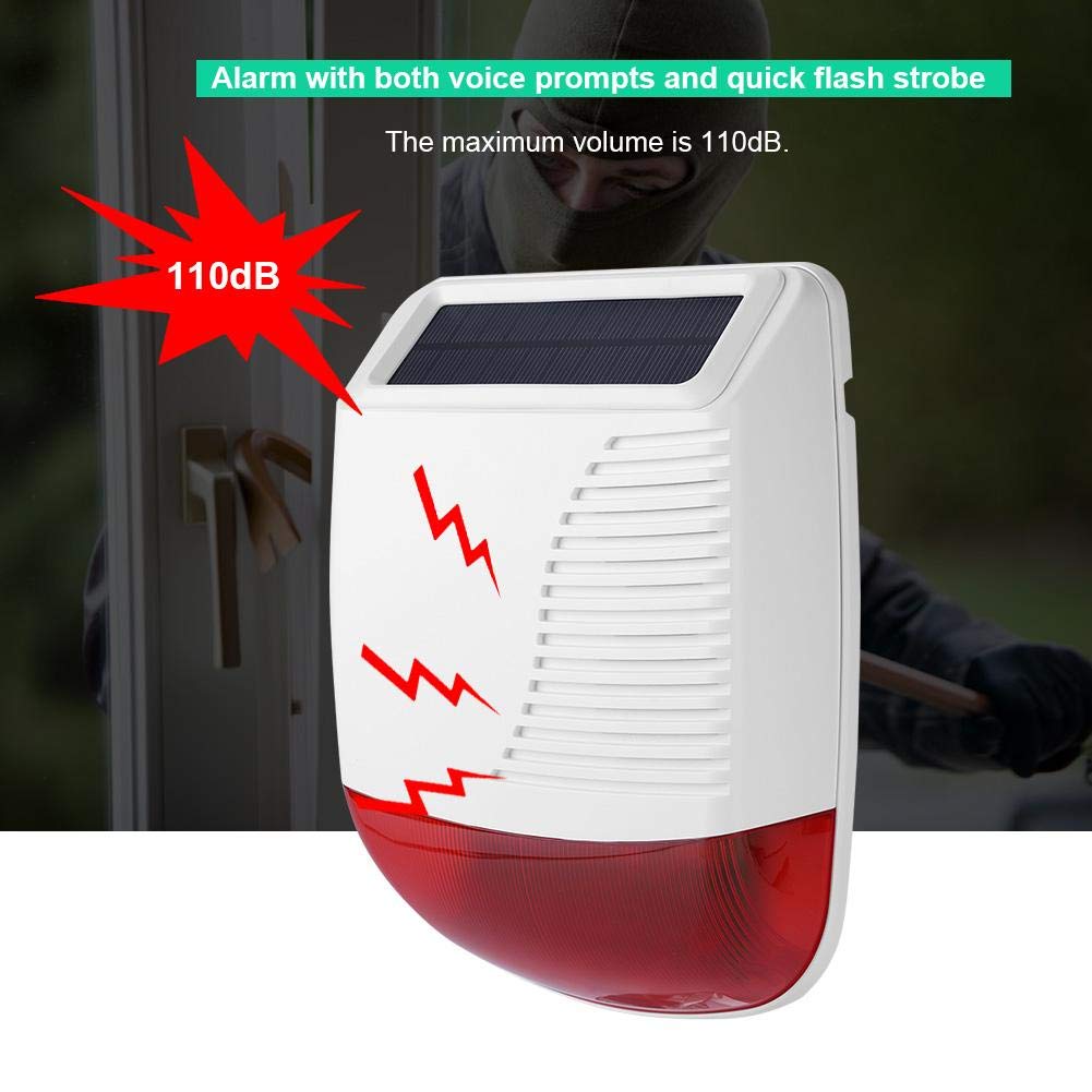 Allarme di sicurezza Sirena a energia solare, 433 MHz Allarme sirena senza fili Allarme solare impermeabile esterno per sistema di allarme GSM