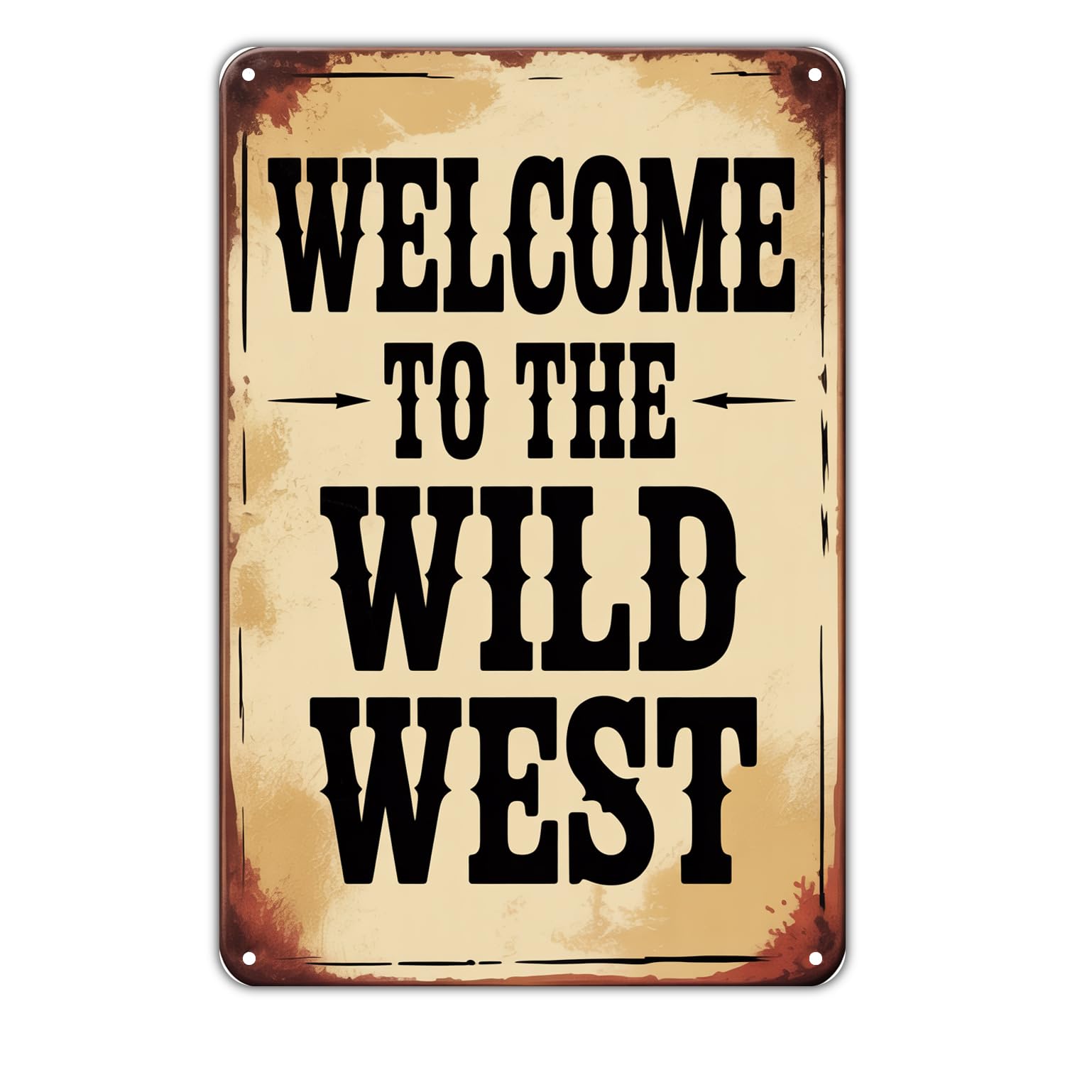 Welcome To Wild West Decor Tin Sign Vintage Western Theme Metal Sign Print Aesthetic Metal Tin Sign 8X12 Inch