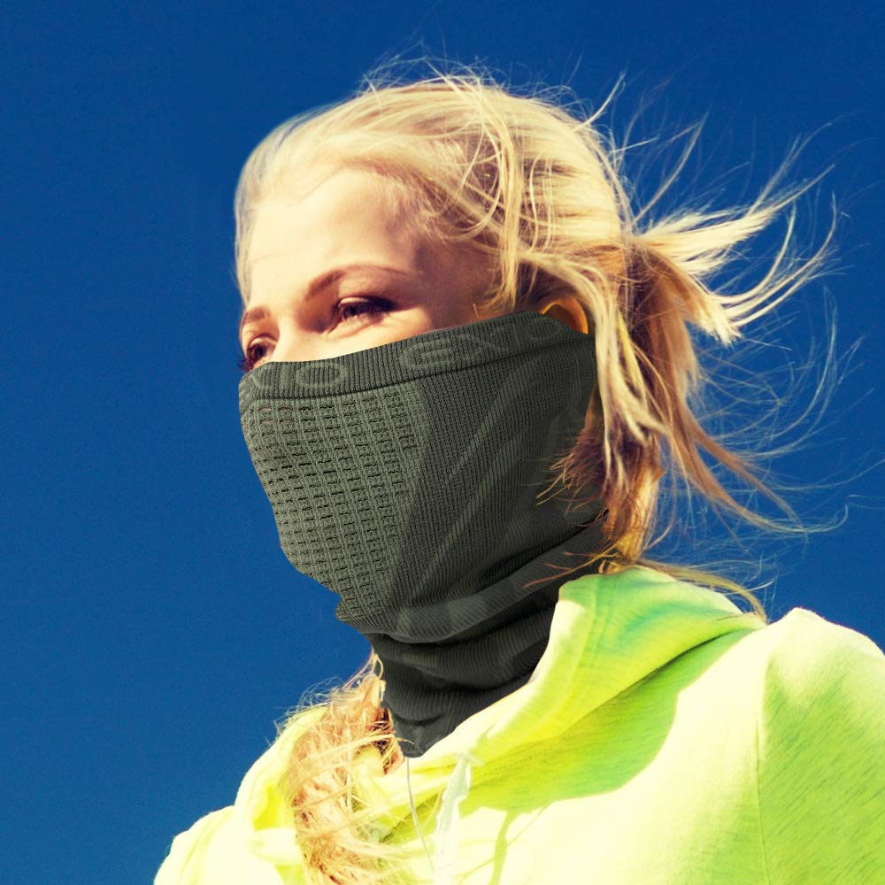 EXIO Winter Neck Warmer/Pasamontañas (1 paquete o 2 unidades) – Máscara facial a prueba de viento para esquí, snowboard - verde - talla única